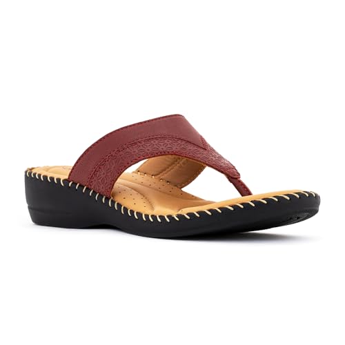 Image of Khadim's Softouch Leather Wedge Heel Slip On Sandal for Women