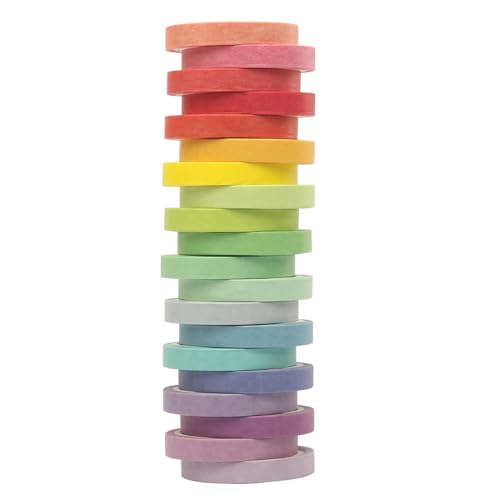 Maartla 20 Rolls Washi Tape Set Rainbow Washi Tape Colorful Masking Tape 7.5mm Wide Thin Decorative Tape for Bullet Journal Book Planner Scrapbooking DIY Arts Crafts