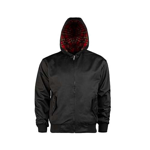 Mil-Tec Blouson 'English Style' Summer • Klassische Harrington Jacke mit Karo-Innenfutter • Übergangsjacke im Brit-Style • Leichte Pilotenjacke mit Strickbündchen • Schwarz