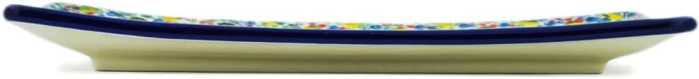 Polmedia Polish Pottery Sushi Tray UNIKAT - Blueberry Season Pattern Handmade in Boleslawiec Poland by Ceramika Artystyczna + Certificate of Authenticity