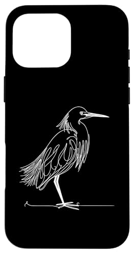 Carcasa para iPhone 16 Pro Max Line Art Bird & Ornitólogo Garceta Nevada
