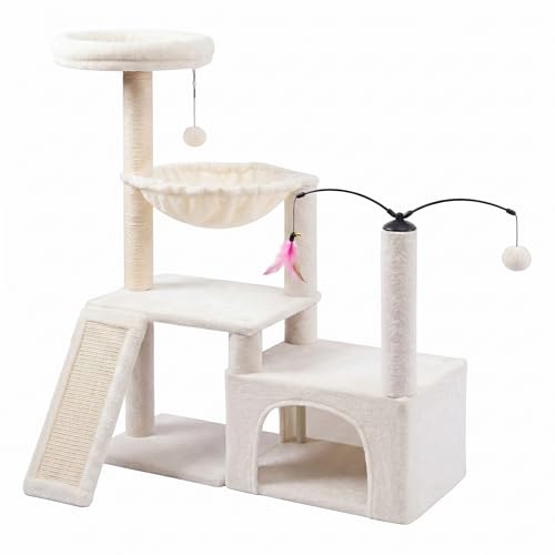 Árbol para gato con rascador y hamaca blanca miniatura 1