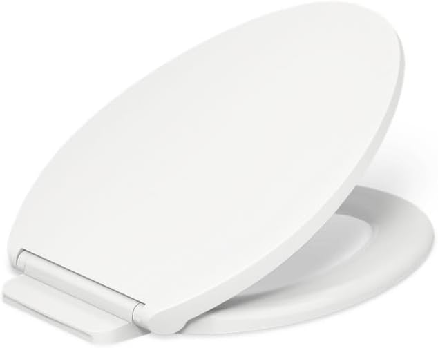 K-27331-0 Glissade ReadyLatch Quiet Close Elongated Toilet Seat, White, Grip-Tight Hardware, Quiet Close Lid Prevents Slamming