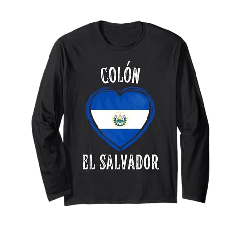 El Salvador Flag Heart Colon City Manga Larga