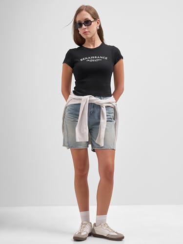 Image of Tokyo Talkies Women Pure Cotton Tops for Woman|Regular Fit Slim fit Crop Tops for Women Western|Top Tshirt for Women Stylish Western|Suitable for Casual and Workwear