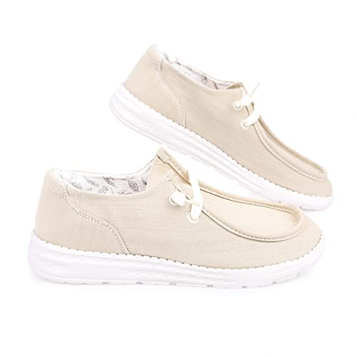 Image of Women's Canvas Loafers, Comfortable Slip-On Walking Shoes | Breathable Fabric Upper, Flexible Boat-Shoe Styling, Easy On and Off for Errands, Travel, Commuting and Everyday Wear