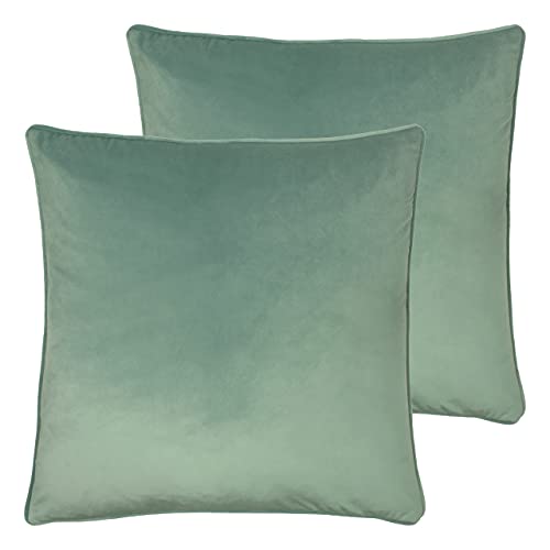 furn. Evans Lichfield Opulence Feather Filled Cushions (Twin Pack), Polyester, Eau De Nil