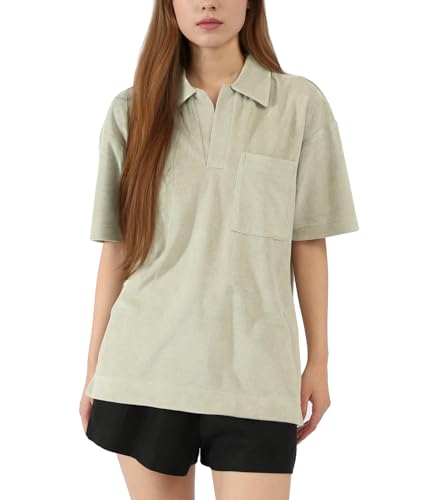 Men's Terry Towel Polo Shirt with Short Sleeve Chest Pocket Casual Unisex Top4