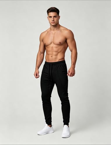 Image of Mens Slim Fit Joggers Tapered Sweatpants for Gym Running Athletic