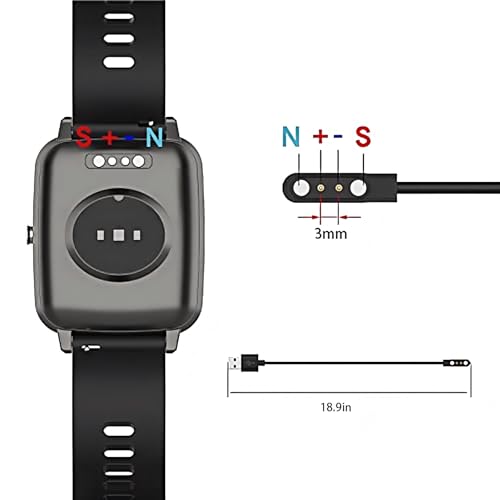 VeryFit Chargeur de montre intelligent,Fit pour VRPEFIT KIBFLE Contiente YMZ MMBX FQQ IDW25 IDW26 IDW19 TGW01 DR06 DR03 Montre intelligente,2Pin Remplacement du cordon magnétique USB Câble de recharge (1 Boîte)