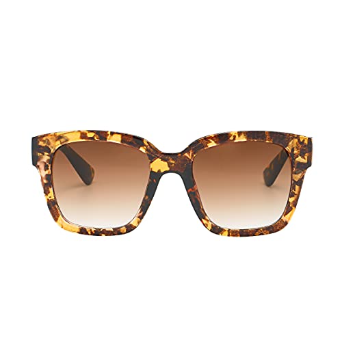 Piranha Glamour Square Women's Sunglasses with Demi Retro Frame and Brown Gradient Lens2
