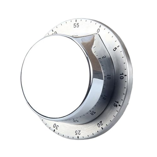 キッチン用機械式手動タイマー マグネットベース付き ステンレススチール製 調理用目覚まし時計 カウントダウン 勉強 フィットネスツール(Black)