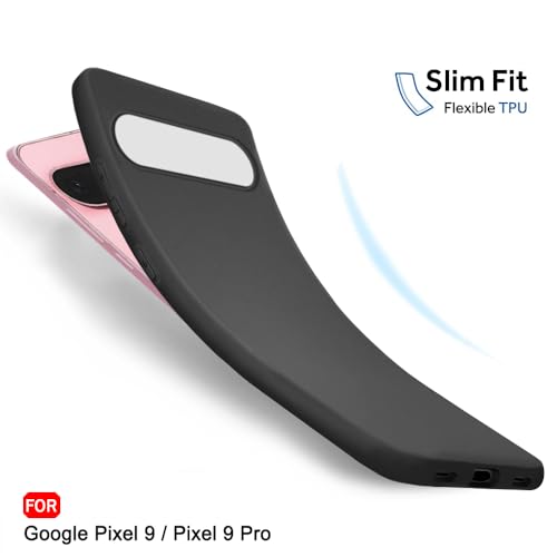 Image of TheGiftKart Sleek Back Cover Case for Google Pixel 9 /9 Pro | Slim Fit Protective Design | Ultra Matte Finish | Camera Protection Bump | Soft Silicon Case Cover for Pixel 9 /9 Pro (Silicone, Black)