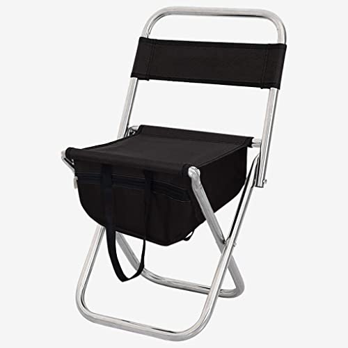 BIGFALCON Premium Folding Camping Chair Outdoor Portable Fishing,Picnic,Hiking and Traveling Stool/Chair with Backrest Relaxing Sketching Chair with Storage Bag (Black with Bag)