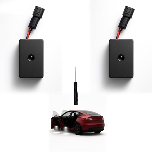 Peach Fairyers Car Door Logo Projector Puddle Lights, Compatible with Model 3 2017–2025 (Highland) & Y 2020–2026 (Juniper), Glass Lens, Plug-and-Play, Factory Fit, 2-Pack