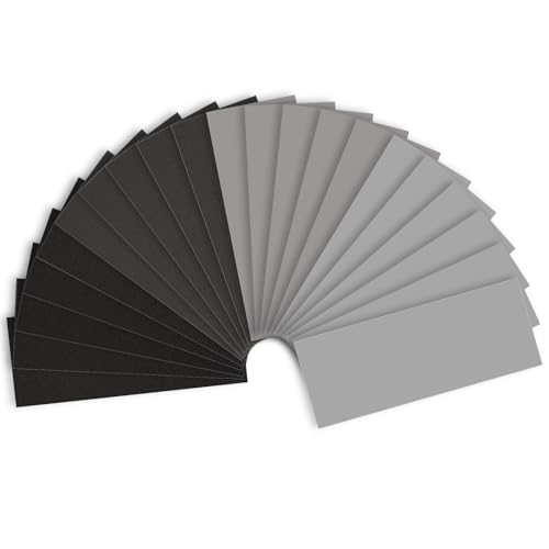 Shineboc Fine Sandpaper Assortment 1000/2000/3000/5000 Grit 20 Sheets 9 x 3.6 Inch Wet Dry Sand Paper Hand Sanding Sheets for Wood Metal Automotive Sanding and Polishing