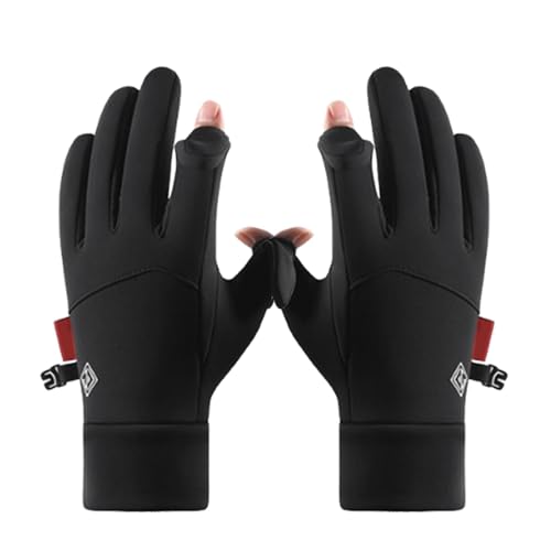 Sionhiuo Guantes de ciclismo, diseño de 2 dedos cortados, guantes antideslizantes – Guantes de invierno unisex, suministros de equitación, equipo de pesca en hielo para actividades al aire libre