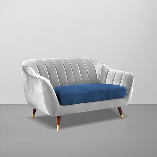 Image of Casaliving Anyse 2 Seater Sofa Set for Living Room (Blue Grey Fabric) Premium Fabric Sofa