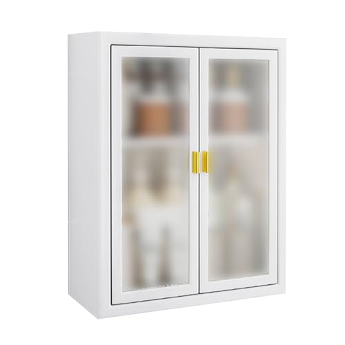 Armario de baño montado en la pared con puertas, almacenamiento de metal a prueba de polvo para artículos de tocador, cosméticos y perfumes, nizer multirpose sobre el inodoro, 15.7 pulgadas de largo