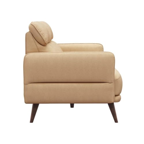 Image of Wakefit 2 Seater Sofa | 5 Year Warranty | Ivory Leatherette, Neem Wood, Modern Style, Living Room, 150 x 90 x 91 cm