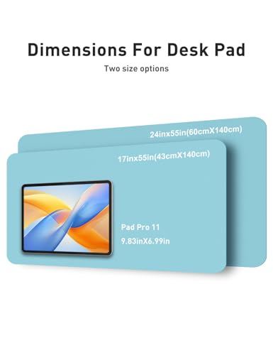 Image of Aothia Faux Leather Desk Mat - Non-Slip PU Leather Desk Blotter, Waterproof Writing Surface, Large Desk Pad for Office & Home (Blue Topaz, 55 inch x 24 inch)