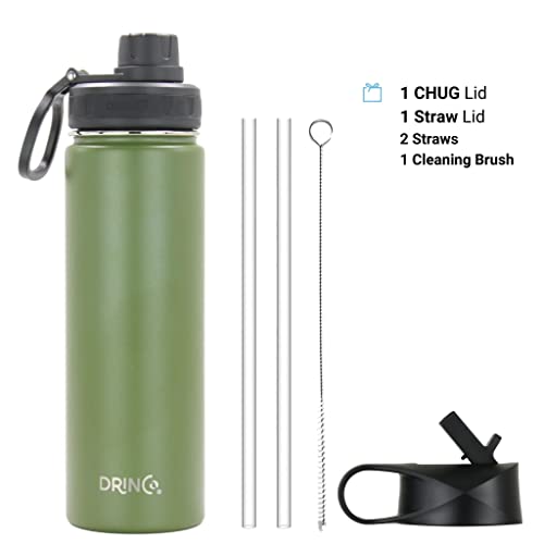 Image of Drinco Stainless Steel Water Bottle Spout Lid Vacuum Insulated Double Wall Water Bottle Wide Mouth Leak Proof Keep Cold Sport Camping Hiking (22oz Forest)