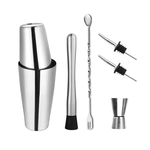 Juego de coctelera Profesional, Equipo coctelería, Bar, Vino, Martini, Mezclador Bebidas, Kit Barman, Herramientas(450and600ml 6pcs)