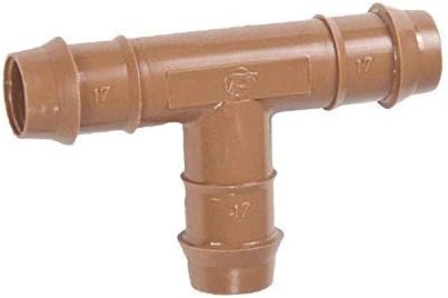 USA MADE - 10-PACK - 1/2 Inch Drip Irrigation Barbed Tee Connector Fitting, Fits 17mm, 600 ID Drip Tubing