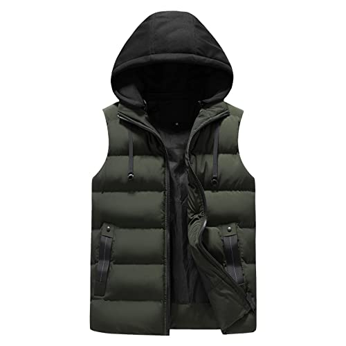 Gilet rembourré pliable à capuche vert militaire XXL