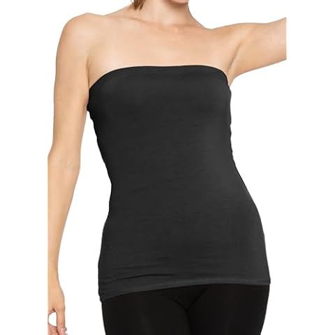 STRETCH IS COMFORT Women's Cotton Tube Top Black Large Cover