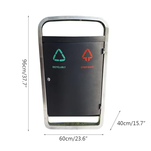 Abfalleimer für den Außenbereich, Edelstahl-Mülleimer für den Außenbereich, Doppelte Mülleimer-Klassifizierung, kreativer, einfacher großer Metall-Mülleimer für den Außen – Bild 3