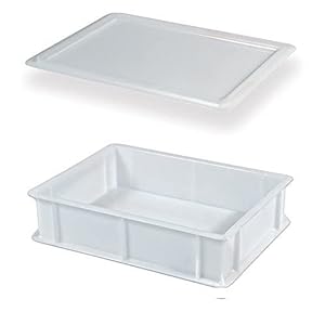 Genus Dei bak om pizza- en brooddeeg in te laten rijzen, container voor voedsel, deegbak, kunststof bak + deksel 30 x 40…