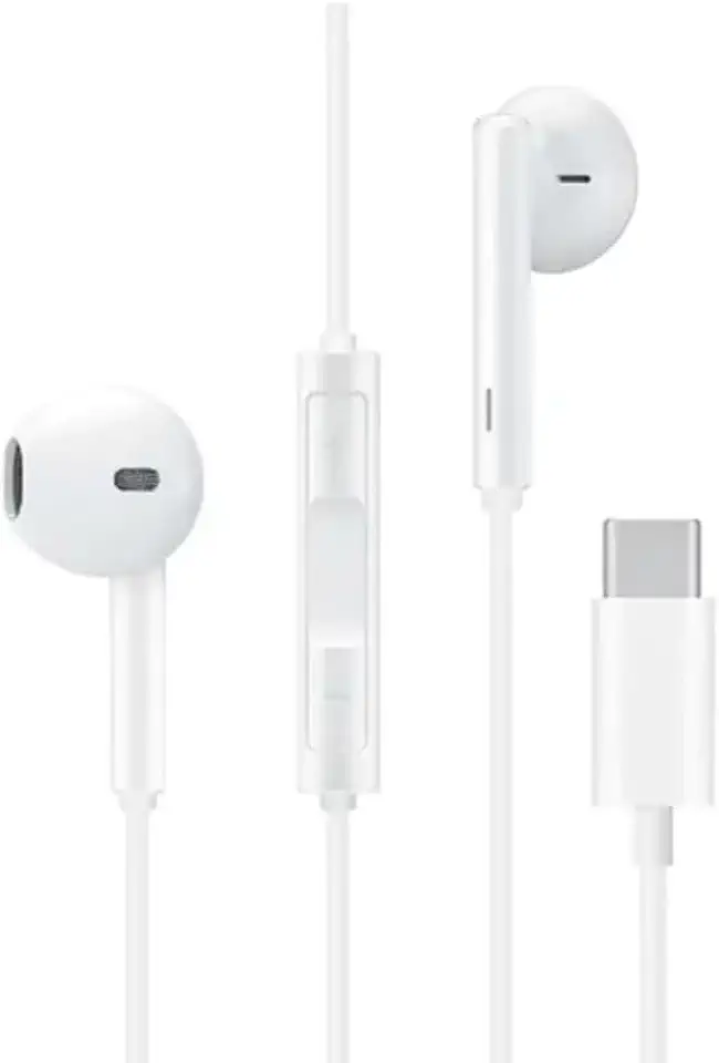 Fone de Ouvido com Fio Premium Tipo-C, 4ª Geração, Anti-Ruído (99,15%), Cabo de Tecido Antitramado, Branco – Compatível com Samsung, Motorola, LG e Smartphones USB-C.