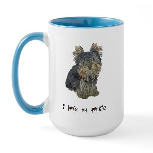 Taza grande de cerámica de 15 oz I Love My Yorkie miniatura 1