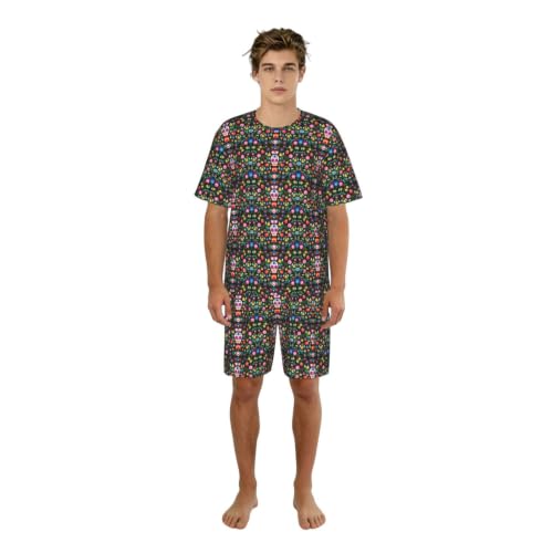 Pyjama court homme fleurs et crânes idéal pour les nuits d'été