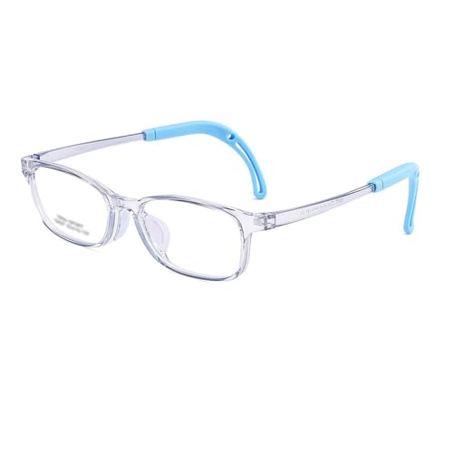 QYAJS Montura Gafas Marco de gafas para niños, marco de gafas ópticas TR90 flexible, de una sola pieza, gafas seguras para niñas y niños, Azul, Medium