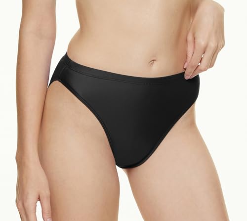 Annbon Women's High Cut Bikini Bottoms Mid Rise Tankini Swimsuit Bottom2