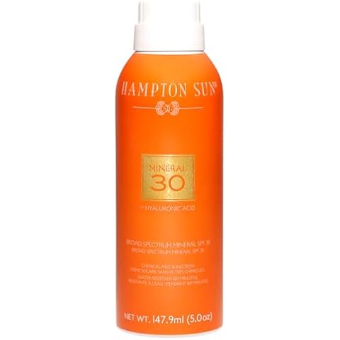 Hampton Sun SPF 30 Mineral Sunscreen Mist Sheer, Lightweight, Matte Finish Broad Spectrum Non-Nano Zinc Oxide Antioxidant-Rich Hydration with Hyaluronic Acid + Vitamin E Reef-Friendly Cover
