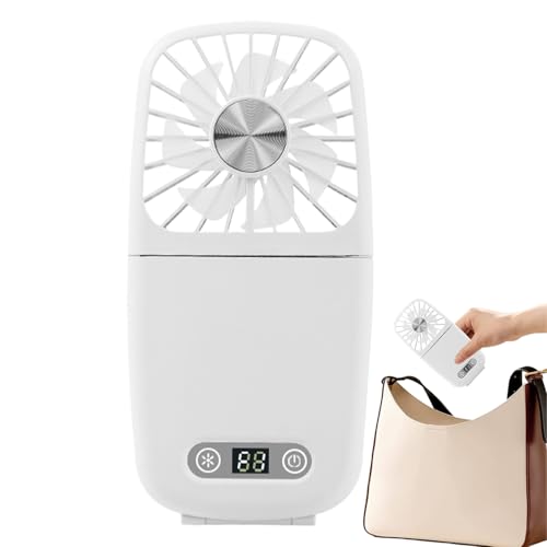 Ventilador de cuello personal - Ventilador portátil de mesa portátil - Gadgets frescos a batería silenciosa con espejo y cordón, circulador de aire plegable ajustable a 3 velocidades