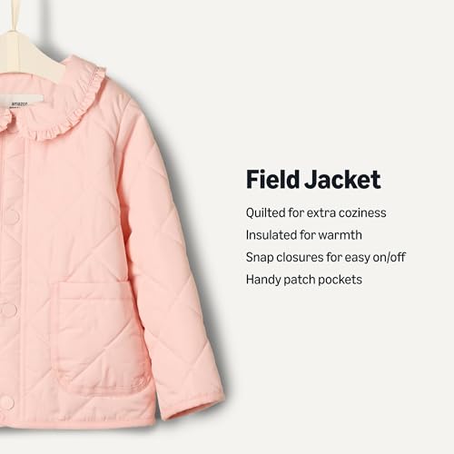 Image of Amazon Essentials x Sofia Grainge Toddler and Baby Girls' Midweight Quilted Field Jacket with Ruffle