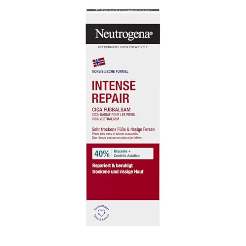Neutrogena Norwegische Formel Intense Repair CICA Fußbalsam 50 ml, mit Glycerin und Centella Asiatica für sehr trockene Füße und rissige Fersen