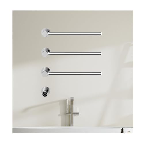 Toallero calefaccionado de latón Cromado con Temporizador y Pantalla táctil Inteligente para baño, 3 Varillas, para Montar en la Pared.