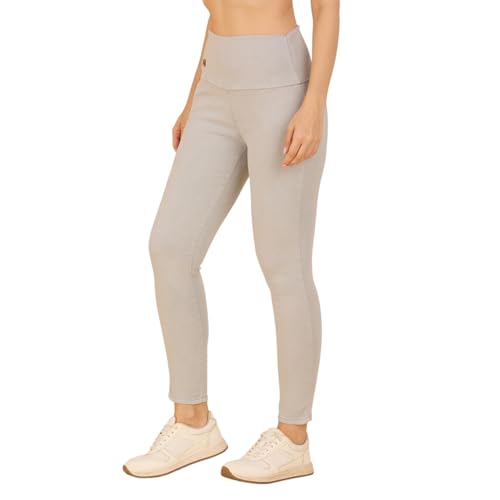 Image of 4FLIES Women's High Waist Slim Fit Jeggings | Super Combed Denim Stretch Ankle-Length Pants with Wide Waistband | Comfortable, Breathable Denim Look Leggings for Casual, & Office Wear