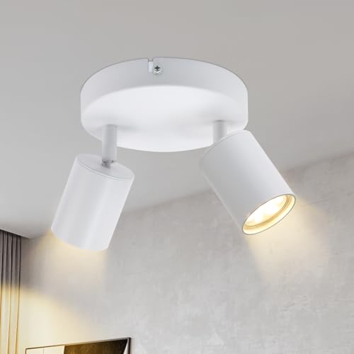 Lichtmaler LED Deckenstrahler 2 Flammig Deckelampe Deckeleuchte Weiß GU10