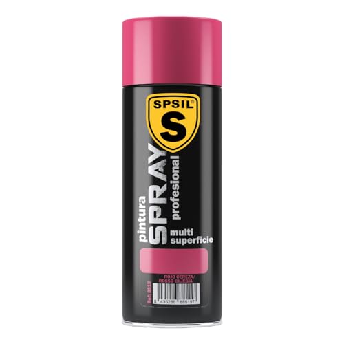 SPSIL Pintura Spray Brillante Rojo Cereza pack of 1 400ml Metal Secado RápidoPintura Profesional Interior