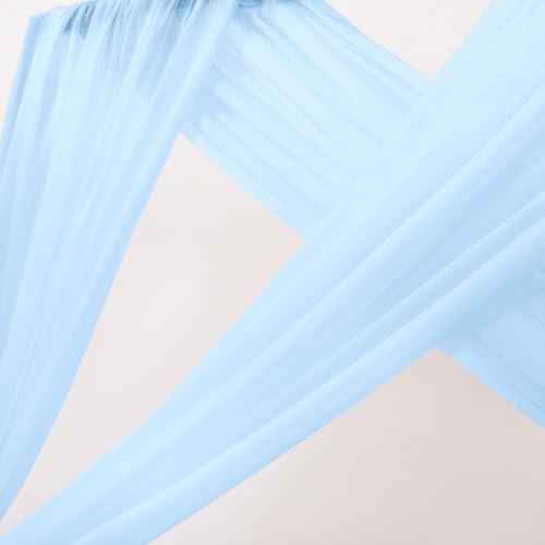 Image of MLMC Baby Blue Wedding Arch Draping Fabric 1 Panel 29 inch x 20 FT Extra Long Gauze Drapes Sheer Backdrop Curtains 6.6 Yards Outdoor Drapery Panels for Wedding Baby Shower Party Ceiling Decoration