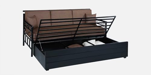 Image of 3 Seater Metal Sofa Cum Bed with Hydraulic Storage | King Size Sofa Cuma Bed | 3 Seater Sofa Set, Metal Sofa Set for Living Room