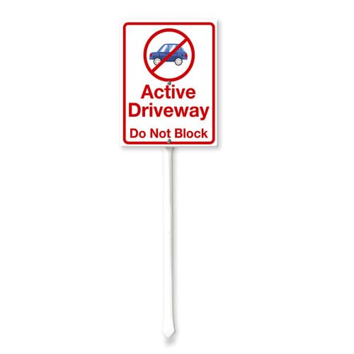 Vdenvileye Active Driveway Do Not Block Yard Sign with Stake 20x30cm Rustproof Aluminum Lawn Decorations Prohibit Sign for Outdoor Road Street Garden