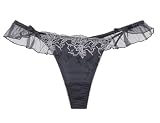 [ツーハッチ] Tバックショーツ ティーバック フリル レース セクシー 下着 パンツ インナー ショーツ単品 c004s L チャコールグレー