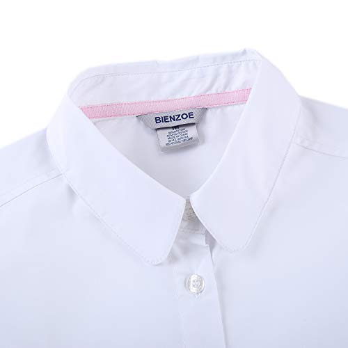 Bienzoe Girls Long Sleeve Shirt: Kids School Uniform Button Down Cotton Oxford Blouse Bowtie Pack4